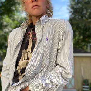 Polo Ralph Lauren Black striped purple embroidered